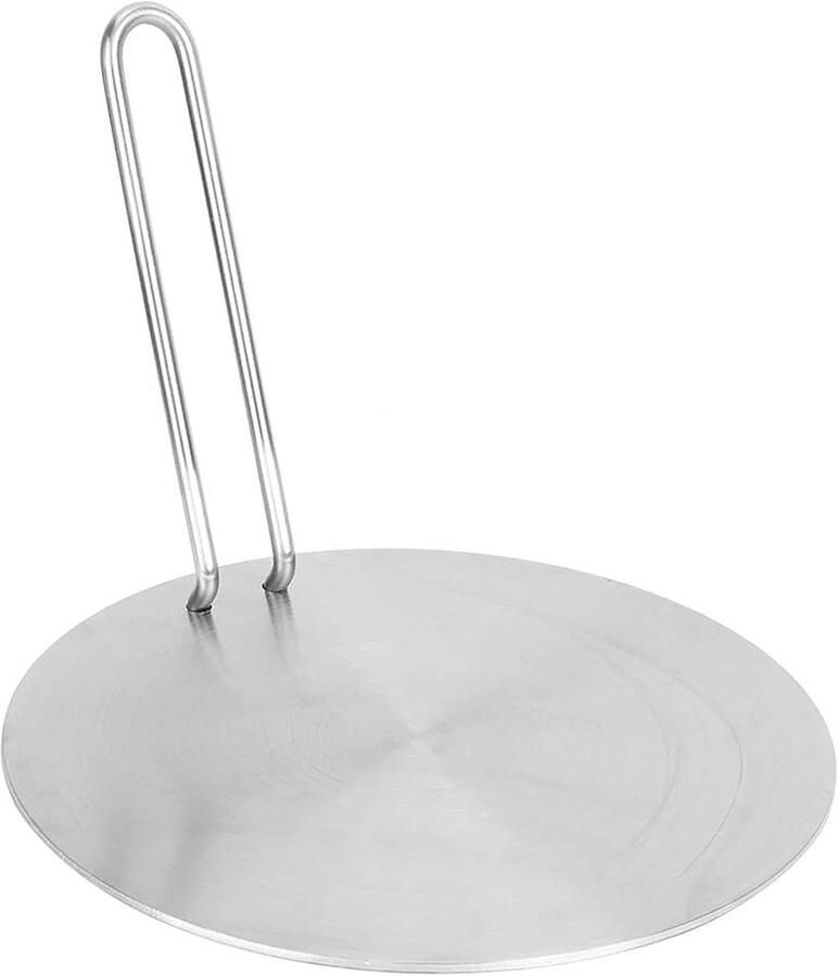 Warmteverspreider Plaat Inductie Adapter Gelijkmatig Koken Afneembare Handgreep 20 Cm Diameter Zilver
