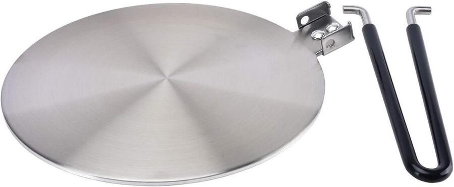 Warmteverspreider Plaat Inductie Adapter Gelijkmatig Koken Afneembare Handgreep 5.5 Inch Zilver