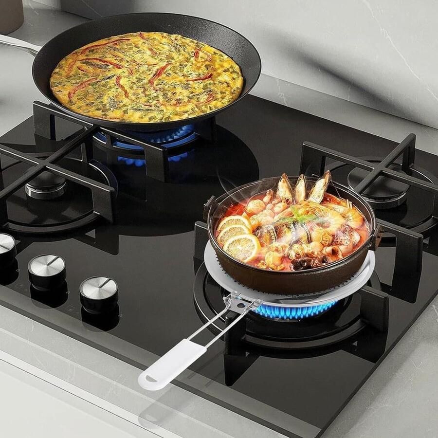 Warmteverspreider Plaat Kookplaat Accessoire Gelijkmatig Koken Inklapbaar Koel Handvat 40 cm Diameter Zilver