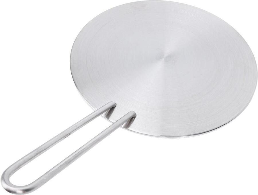Warmteverspreider Plaat Kookplaat Adapter Gelijkmatig Koken Afneembare Handgreep 18x18 cm Zilver
