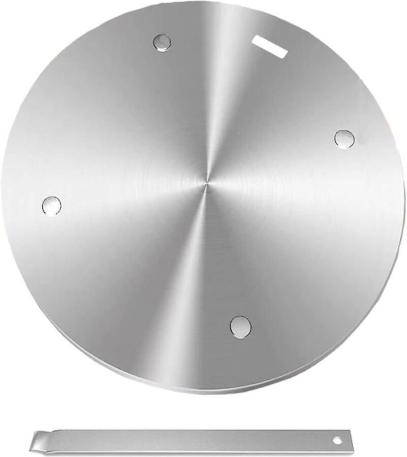 Warmteverspreider Plaat Kookplaat Adapter Gelijkmatig Koken Met Verwijderbaar Handvat 16 cm Diameter Zilver
