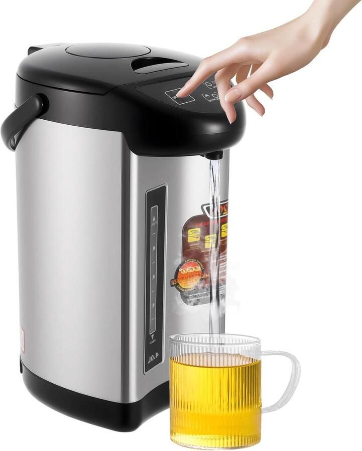 Warmwater Dispenser Waterkoker Thermos Direct Warm Water RVS Binnenwerk 4 Liter Wit