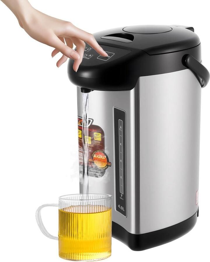Warmwater Dispenser Waterkoker Thermos Snel Water Koken RVS Binnenwerk 4 Liter Wit