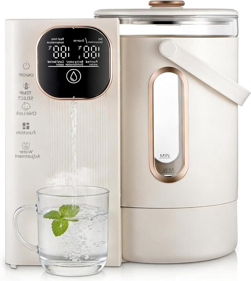 Warmwaterdispenser Heetwaterkraan Direct heet water Instelbare temperatuur 3 liter tank Beige