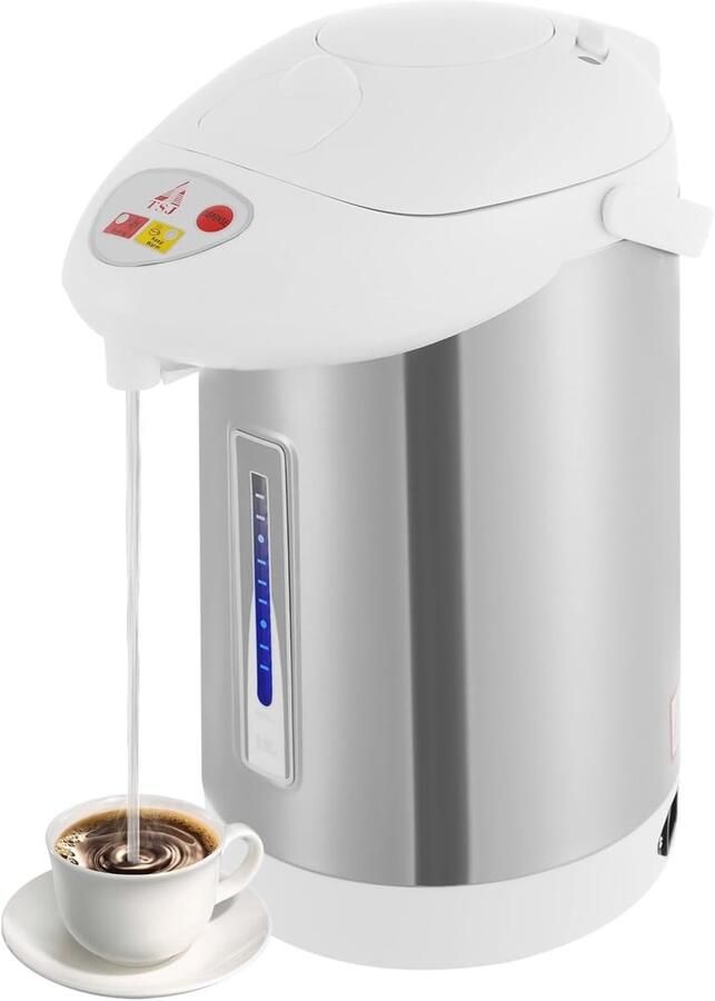 Elektrische Waterkoker Warmwaterdispenser Boiler Snel Water Koken Temperatuur Houdfunctie 3 Liter 750W Zilver Wit