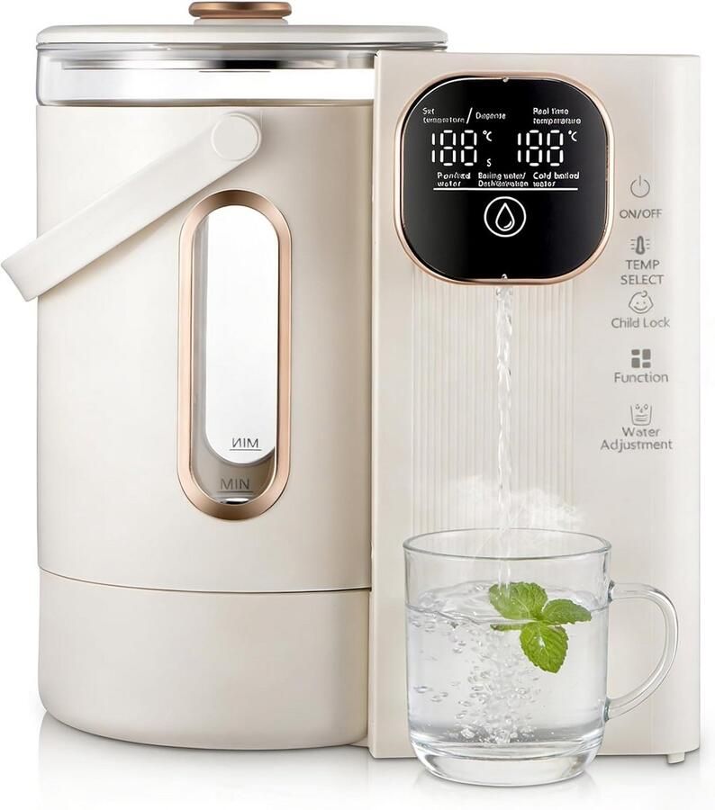 Warmwaterdispenser Heetwaterkraan Direct Warm Water Instelbare Temperatuur 3 Liter Beige