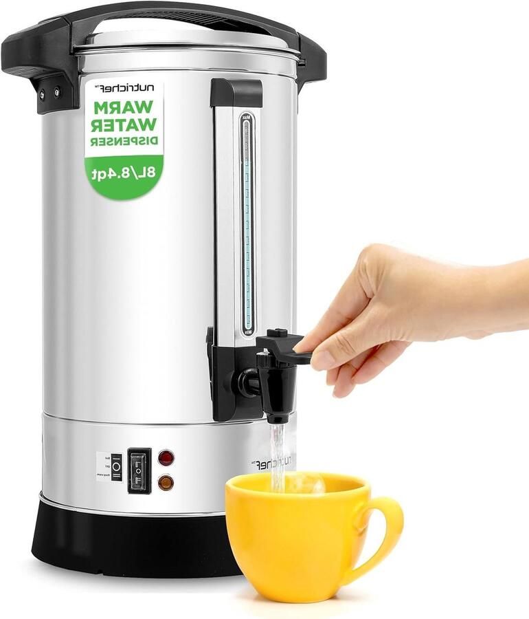 Warmwaterdispenser Waterkoker Elektrisch Drankjes Bereiden Dubbelwandig Geïsoleerd 8 Liter Capaciteit Zilver