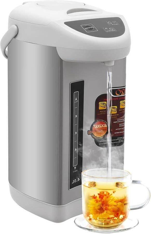 Warmwaterdispenser Waterkoker Thermopot Snel Heet Water Constante Temperatuur 4 Liter Grijs