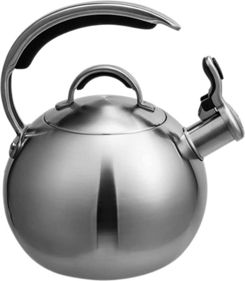 Warmwaterketel Roestvrijstalen fluitketel Koken op het fornuis Automatisch piepapparaat 2.6L Capaciteit Zilver
