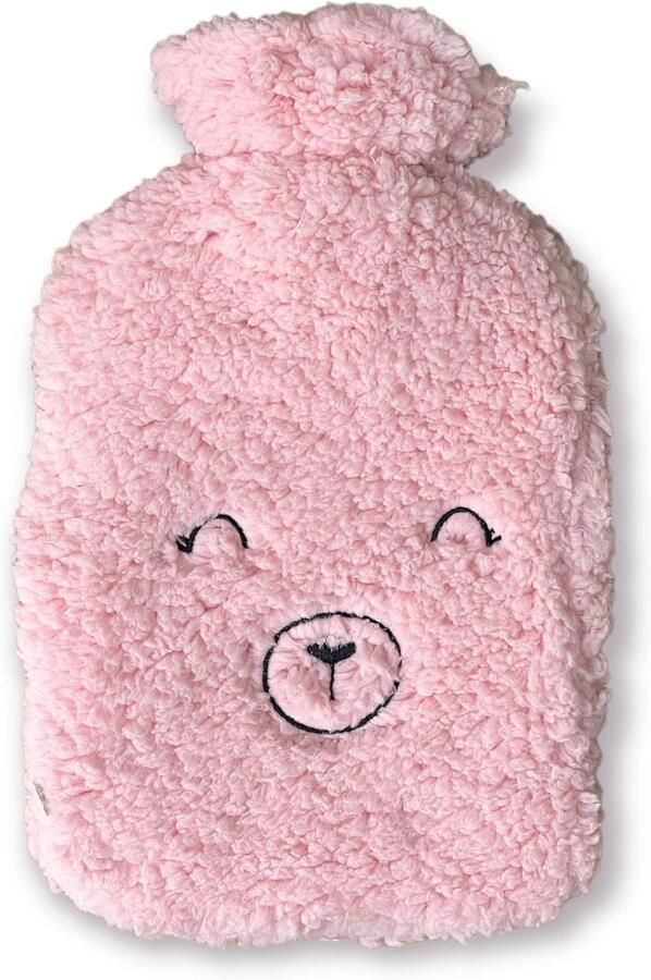 Warmwaterkruik Bedfles Warmtezak Bed Opwarmen Zachte Fleece 2 Liter Roze