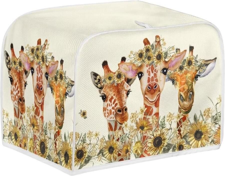 Wasbare Stofhoes voor Broodrooster Bescherming tegen Stof met Zonnebloem en Giraffe Print