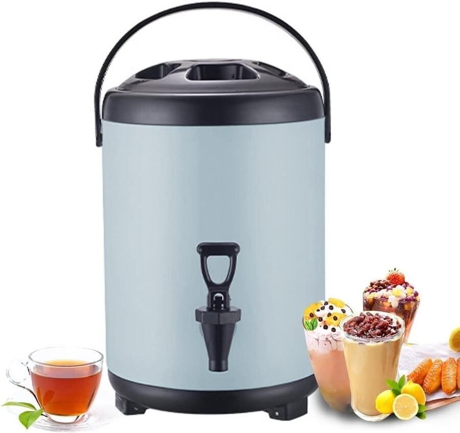 Water Dispenser Roestvrij Staal Thermoskan Waterkoker Warme Dranken Serveren Dubbelwandige Isolatie 10 Liter Blauw