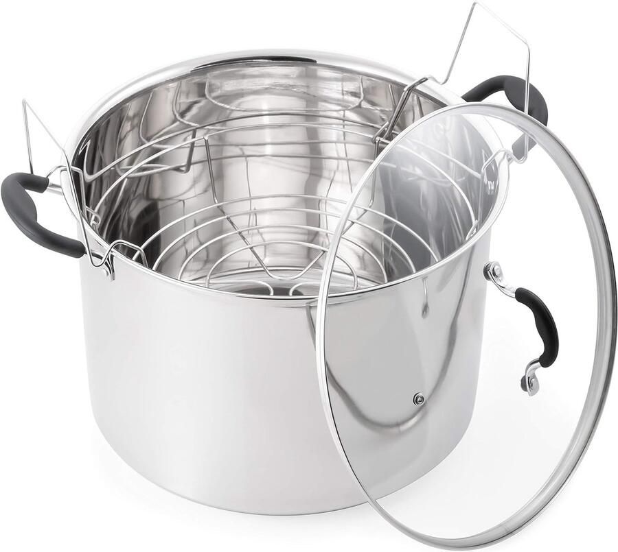 Waterbad Canner Inmaakpan Soeppan Voedsel Bewaren Inductie Geschikt 21.5 Qt Zilver