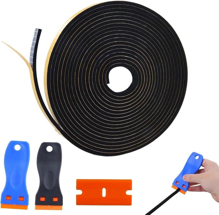 Waterdichte deurafdichting van 5m x 7mm x 2mm voor inductiekookplaat zelfklevend schuim met 2 kleine schrapers voor gasfornuis en keramische kookplaat
