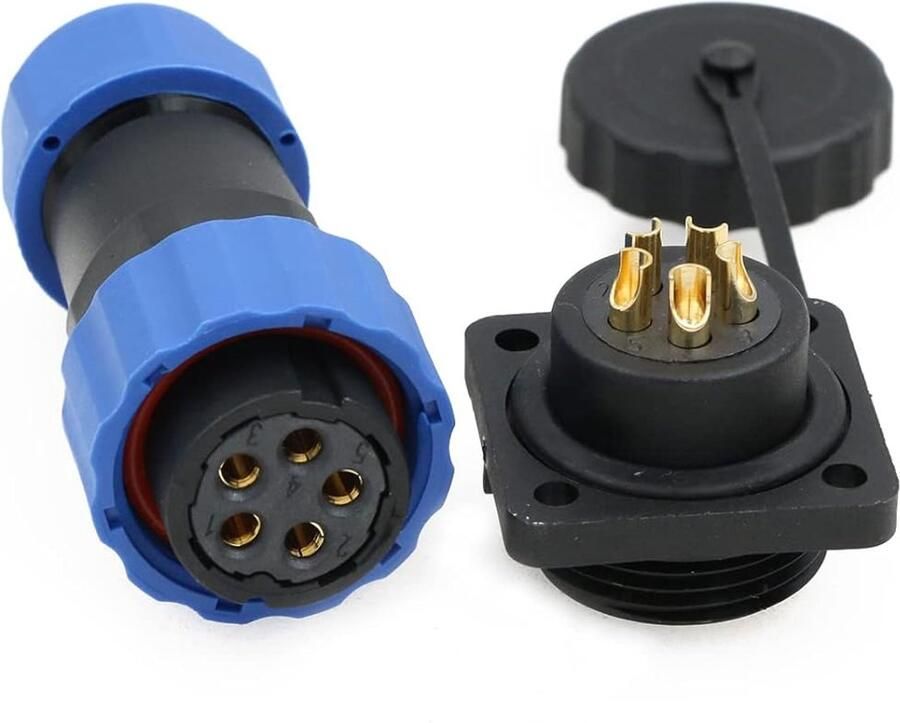 Waterdichte IP68 Vierkante Panel Mount Connector Vrouwelijke Plug Mannelijke Socket Draad Elektrische 5 Pin Power Kabel voor LED Buitenverlichting