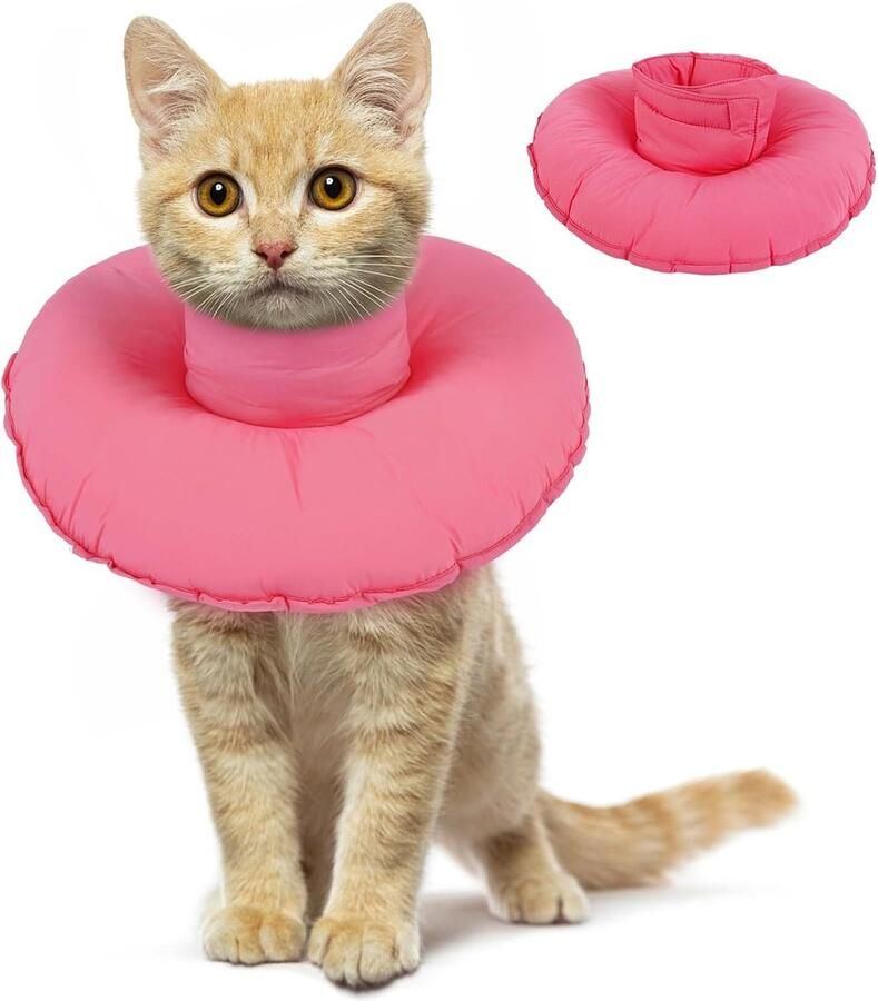 Waterdichte Kattenhalsband met Donutvorm Zachte Bescherming na Chirurgie en Letsel Ideaal voor Herstel (Roze S)
