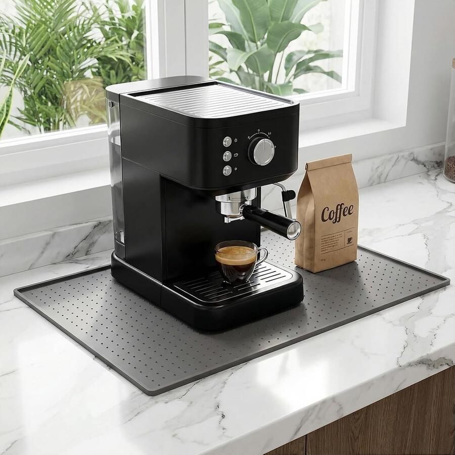 Waterdichte Siliconen Bar Mat voor Espresso Machine en Koffiezetapparaat Lekvrije Afwasmat voor Aanrecht 30x48cm Grijs Ideaal voor Koffieliefhebbers en Barista's