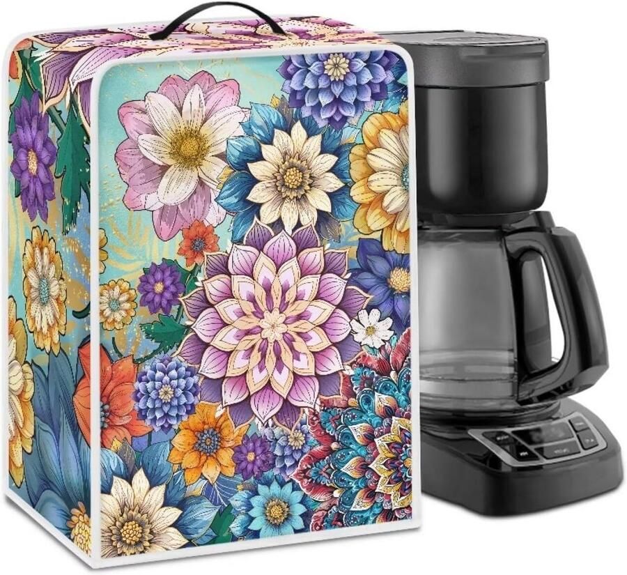 Waterdichte Stofkap voor Koffiezetapparaat Mandala Bloemen Design Universele Pasvorm