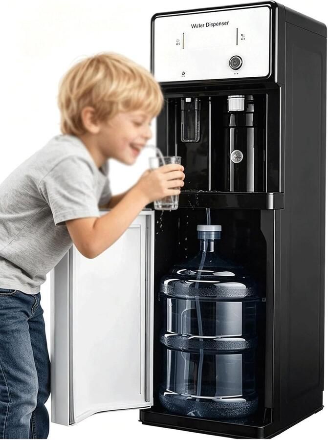 Waterdispenser Bodemlader Warm Koud Water Direct Drinken 3 Temperatuurstanden 105x31x31 cm Zwart Wit