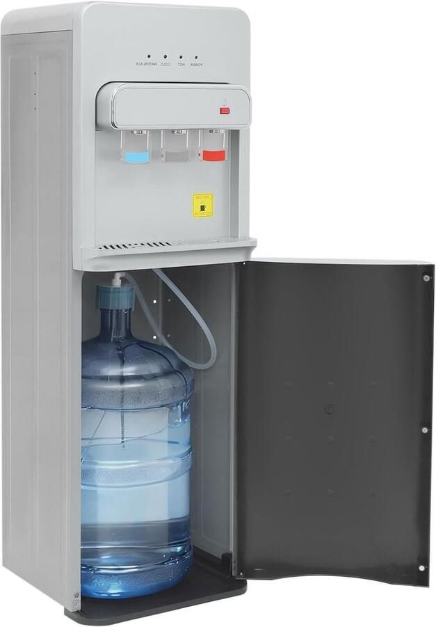 Waterdispenser Bodemvulling Waterkoeler Kraan Drinken Tappen Drie Temperaturen 32 x 31 x 96 cm Zilver