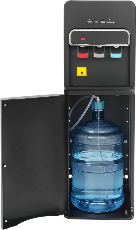 Waterdispenser Warm koud apparaat Drinken verfrissen Kinderslot droogkookbeveiliging 96 cm hoog Zwart