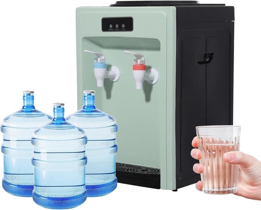 Waterdispenser Warme koude Drinken thuis Dubbele kraan 18.9 liter Zwart groen