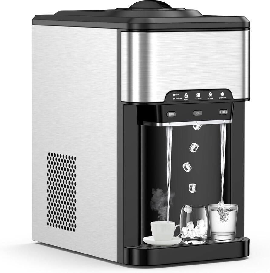 Waterdispenser Ijsmaker Drankkoeler IJsmachine Dranken Bereiden 3-in-1 Functionaliteit 19 kg dag Zilver