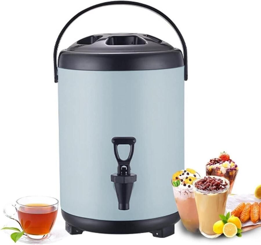 Waterdispenser met Kraan Thermoskan Waterkoker Feesten en Partijen Dubbelwandige Isolatie 10 Liter Zilver