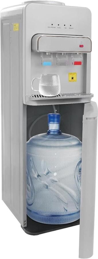Waterdispenser Staand Waterkoeler Fles Drinken en Koken 3 Temperatuurinstellingen 32x31x96 cm Zilver