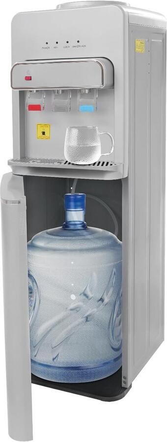Waterdispenser Staand Waterkoeler Fles Drinken Thuis Kantoor Drie Temperatuur Keuzes 96 cm Hoog Zilver Zwart