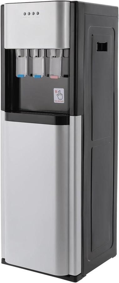 Waterdispenser Vloer Waterkoeler Drankautomaat Direct Drinken Drie Temperaturen 93 cm Hoog Zilver Zwart
