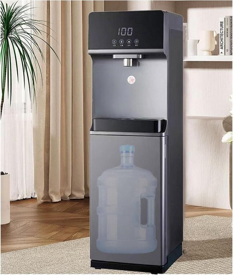 Waterdispenser Vloerstaand Waterkoeler Fontein Direct Drinken Kinderslot Functie 31x33x102cm Zwart