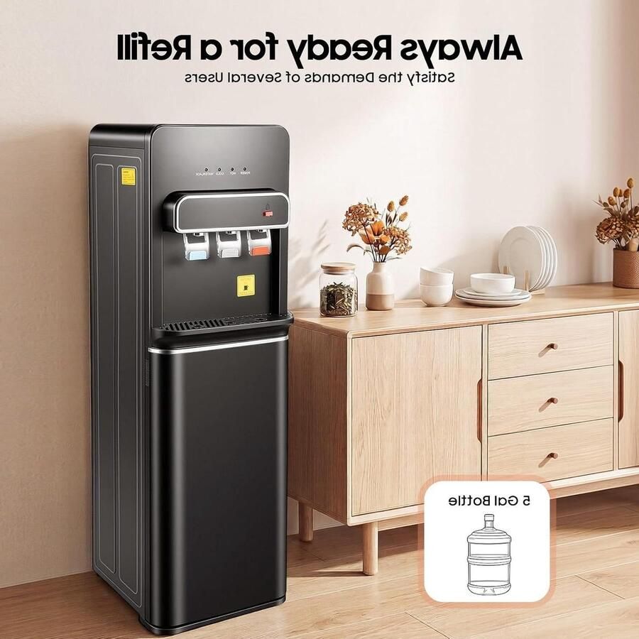 Waterdispenser Vrijstaand Warme Koude Drank Dispenser Drinken Verfrissen Bodemvulling Fles 38H cm Zwart