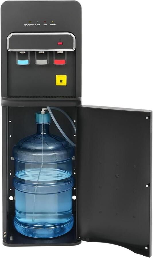Waterdispenser Warm koud apparaat Drinken verfrissen Kinderslot droogkookbeveiliging 96 cm hoog Zwart