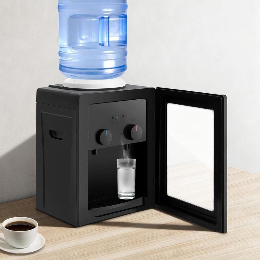 Waterdispenser Warm Koud Tafelwaterdispenser Drankdispenser Direct Drinken Roestvrijstalen Verwarmingsvoering 27x23.5x37 cm Zwart