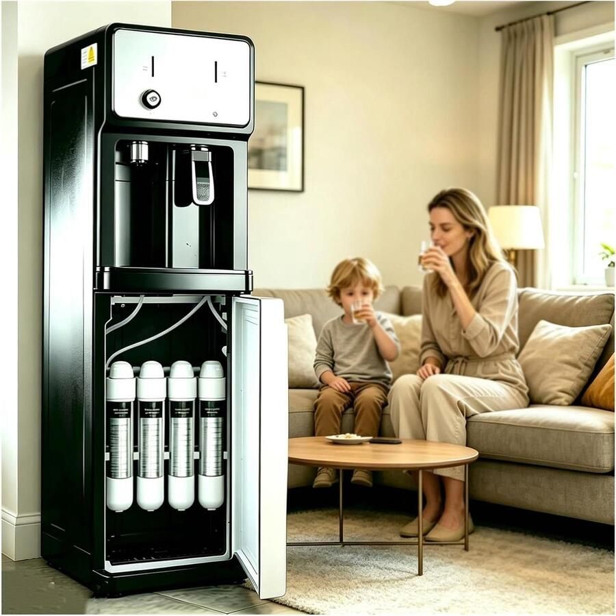 Waterdispenser Warm Koud Waterkoeler Direct Heet Drinken Zetten Viertrapsfiltratie 310x310x1050 mm Wit