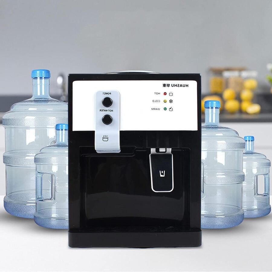 Waterdispenser Warm en Koud Waterkoeler Tafelmodel Direct Drinken Roestvrijstalen Binnenvoering 18.9 Liter Wit