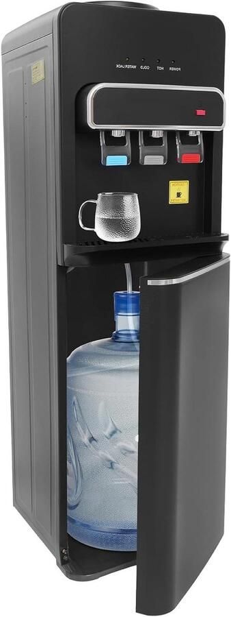 Waterdispenser Flessenkoeler Drinken op temperatuur Drie temperatuurstanden 5 Gallon Flessen Zwart