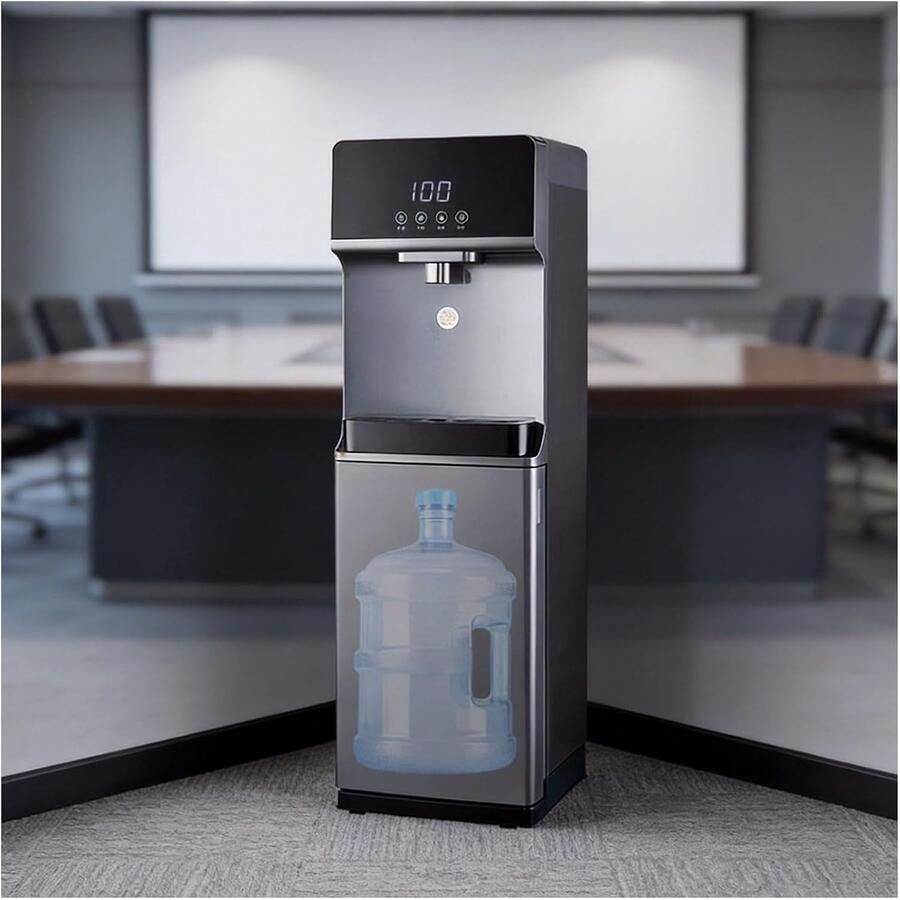 Waterdispenser Waterkoeler Verwarmer Direct Drinken Bodemplaat Fles 31x33x102cm Zwart