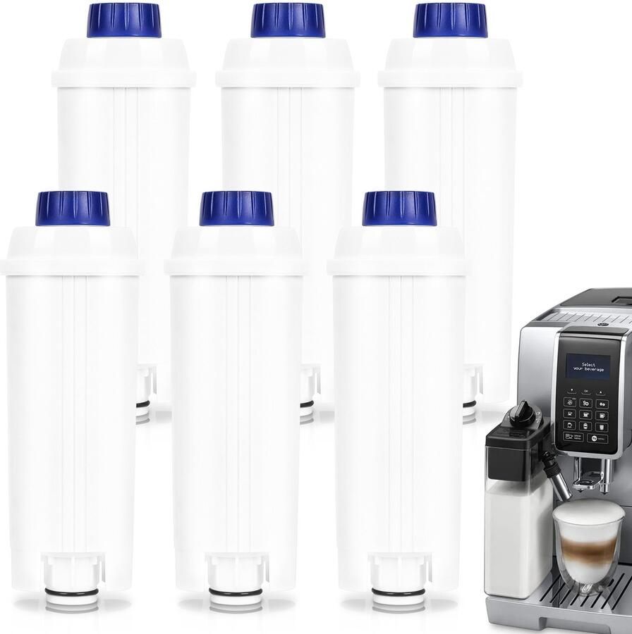 Waterfilter Delonghi 6 stuks compatibel voor Delonghi koffiemachine DLSC002 ECAM ESAM ETAM Serie filter