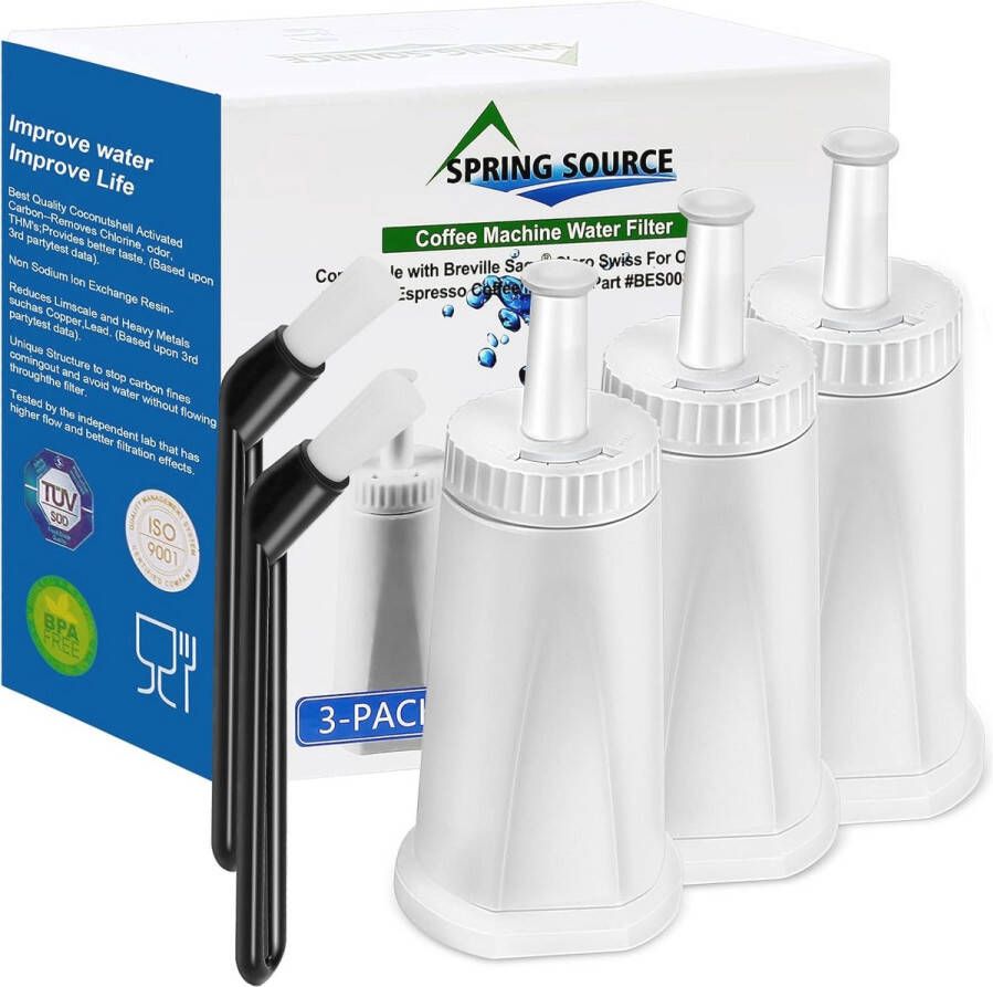 Waterfilter voor koffiezetapparaten TÜV gecertificeerd 3 stuks met 2 borstels