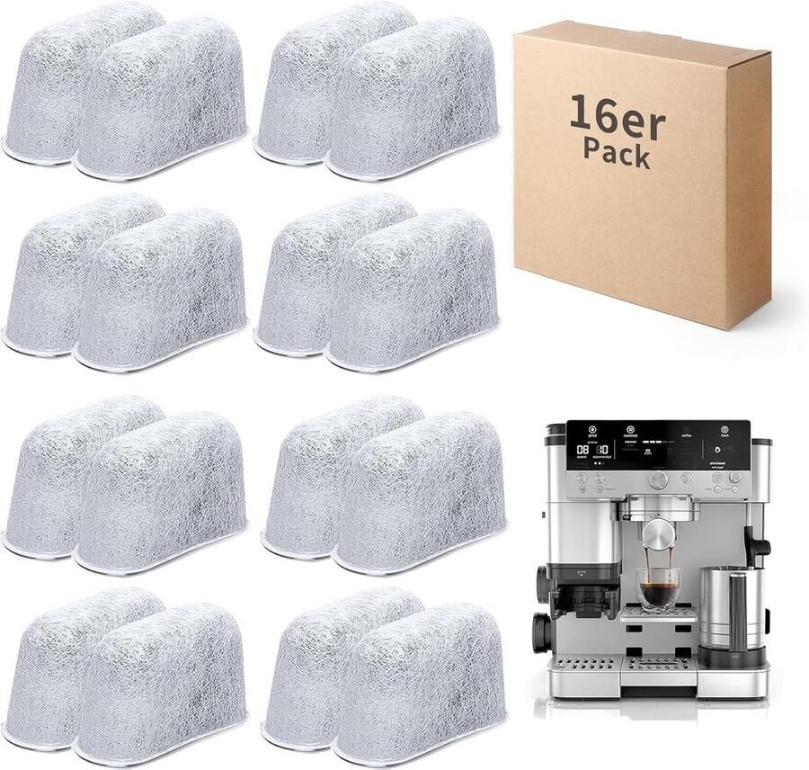 Waterfilterpatronen voor koffiezetapparaten 16 stuks actieve koolstoffilters vervangingsfilters en accessoires voor optimale koffiesmaak