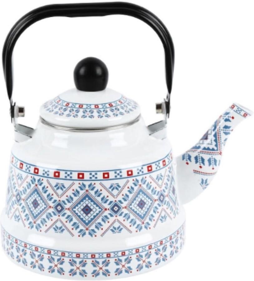 Waterketel Emaille Theepot Fornuis Thee Zetten Duurzame Verwarming 2.5L Blauw