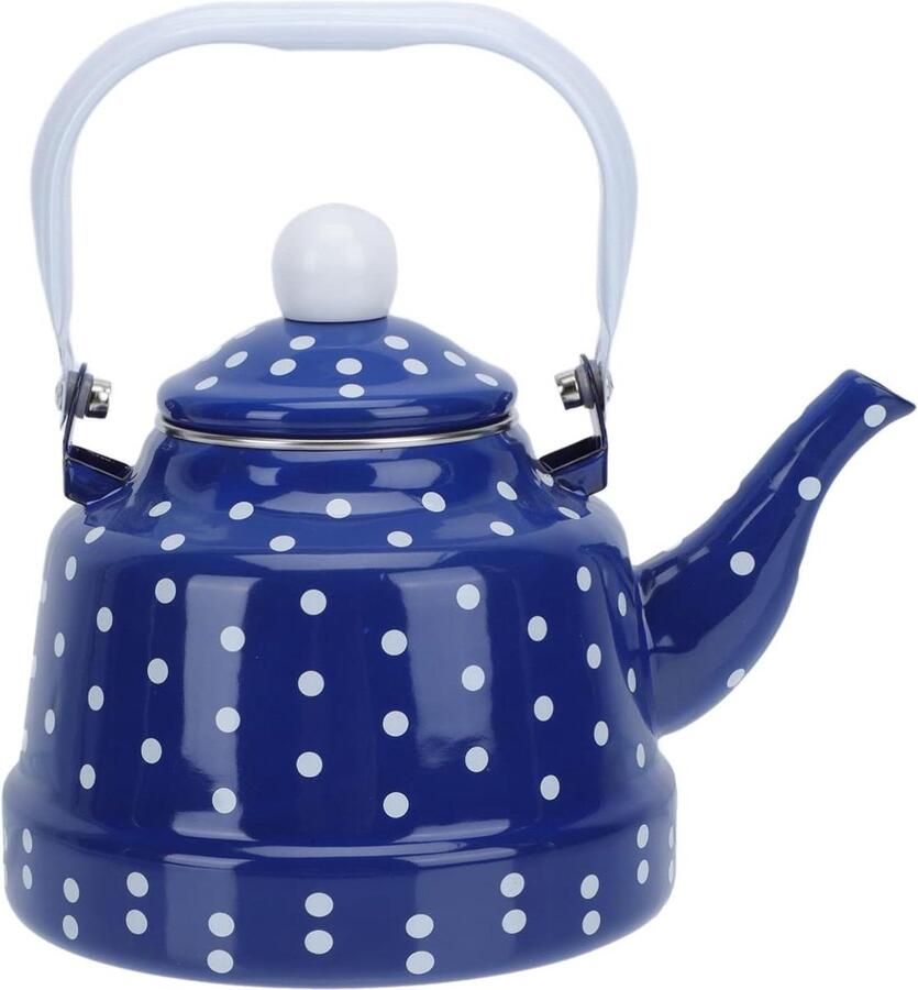 Waterketel Emaille Theepot Koffiepot Koffie en Thee Hittebestendig Handvat 1.7 Liter Blauw