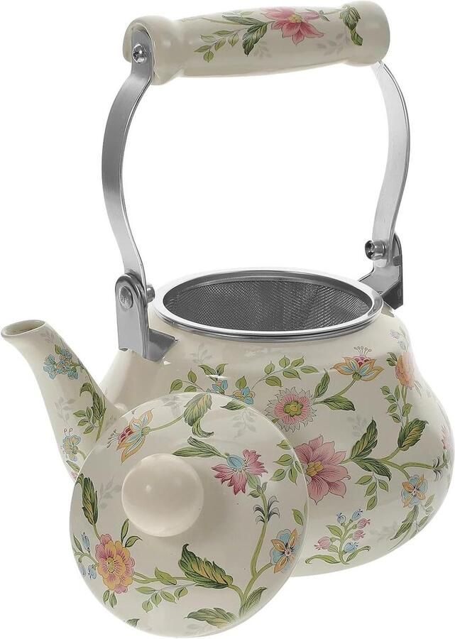 Waterketel Emaille Theepot Koken Water Opwarmen Voor Vuren 1.5 Liter Wit