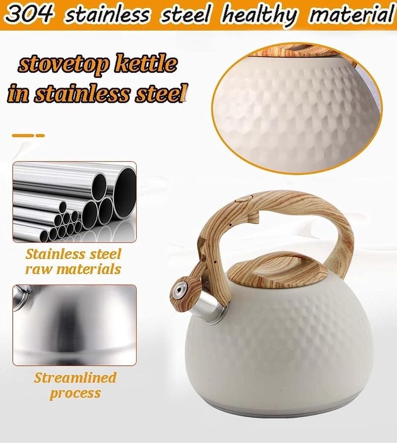 Waterketel Fluitketel Theeketel Rvs Water Koken Verdikte Bodem 2.8L Capaciteit Zilver