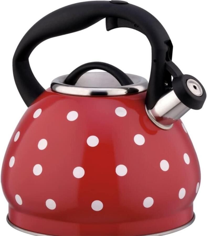 Fluitketel RVS Waterkoker Theepot Water Koken Automatisch Fluitend 3L Rood