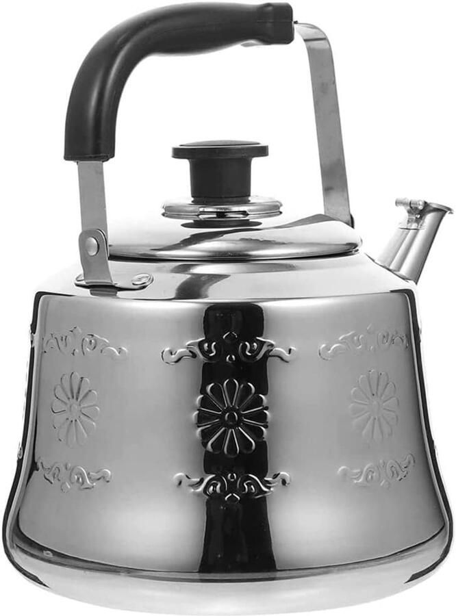 Waterketel Fluitketel Theepot Kookplaat Water Koken 5-Laags Roestvrij Staal 3L Capaciteit Zilver