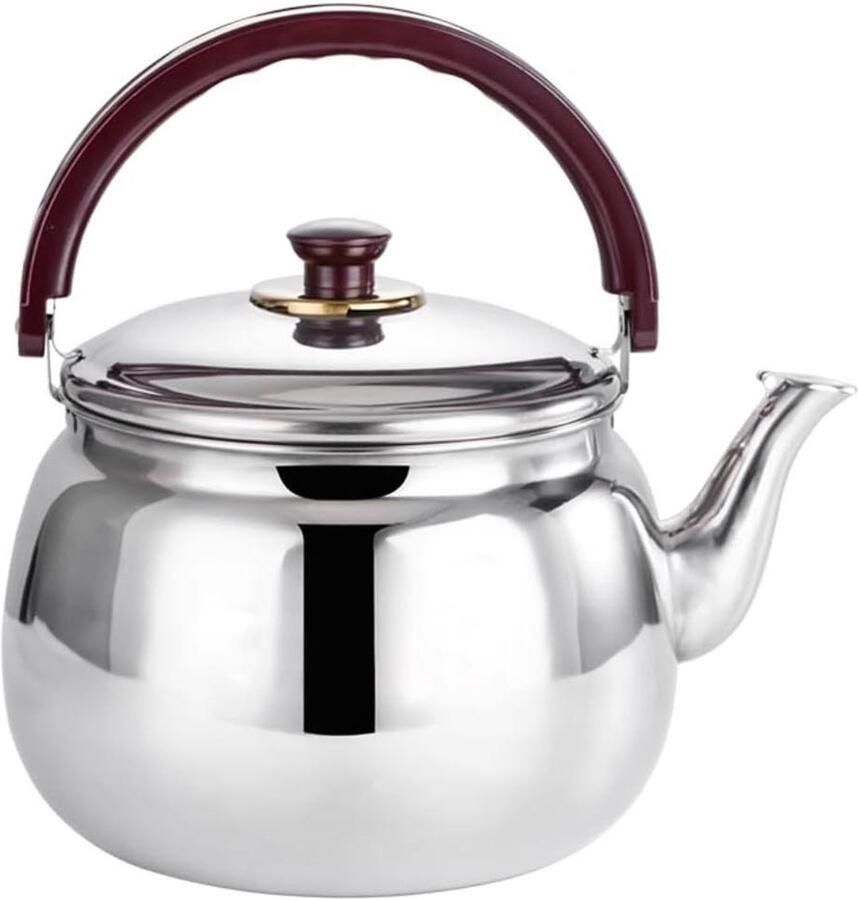 Roestvrijstalen Waterkoker Theepot Kookplaat Snel Water Koken Fluitend Signaal 4.7L Capaciteit Zilverkleurig