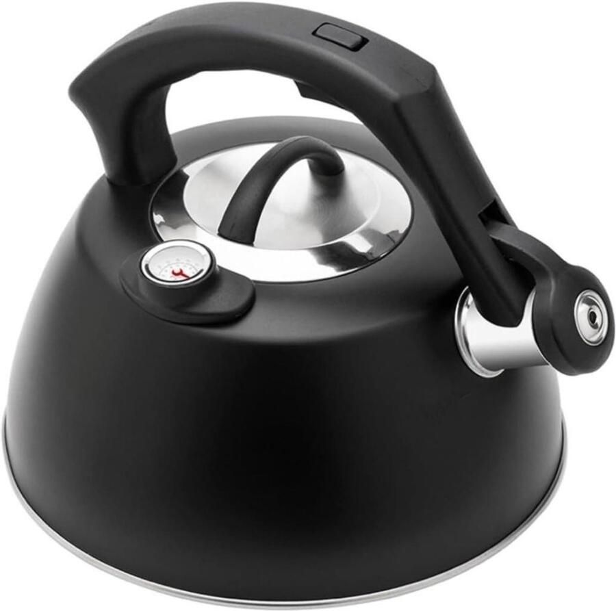 Waterketel Roestvrij Staal Fluitketel Theeketel Water Koken Met Temperatuurweergave 3.5L Capaciteit Zwart